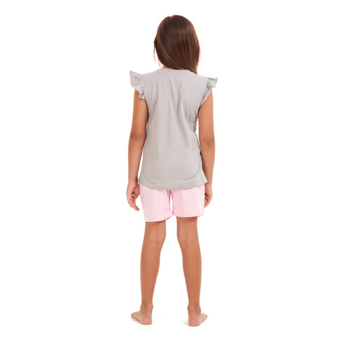 Girls summer pajama set Unicorn t-shirt + Pink shorts